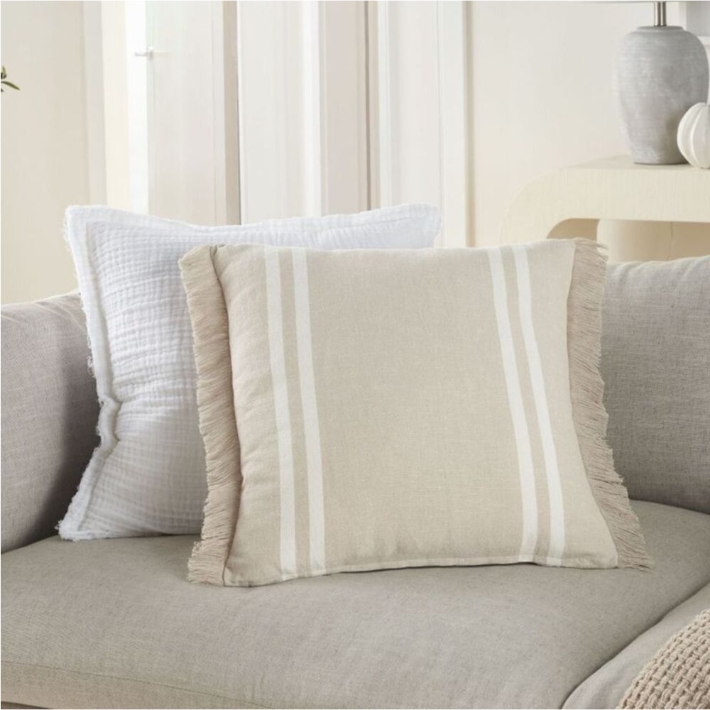 Mina Victory - Lifestyle Cotton Linen Throw Pillow, 20”x20”